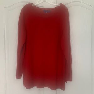 Apt 9 red sweater pullover tunic boat neck size 0X long sleeves metallic thread